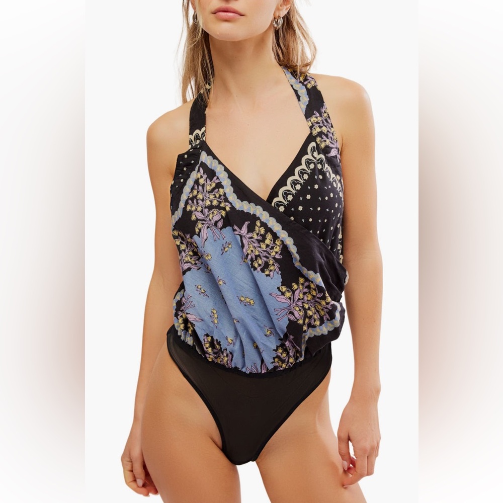 Free People NWT Sweet Thing Mixed Print Cotton Bodysuit size medium